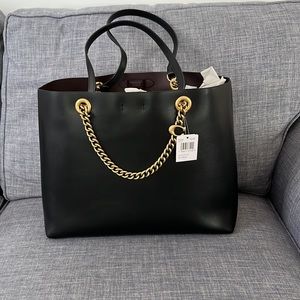 Coach 78218 refined calf leather tote in black